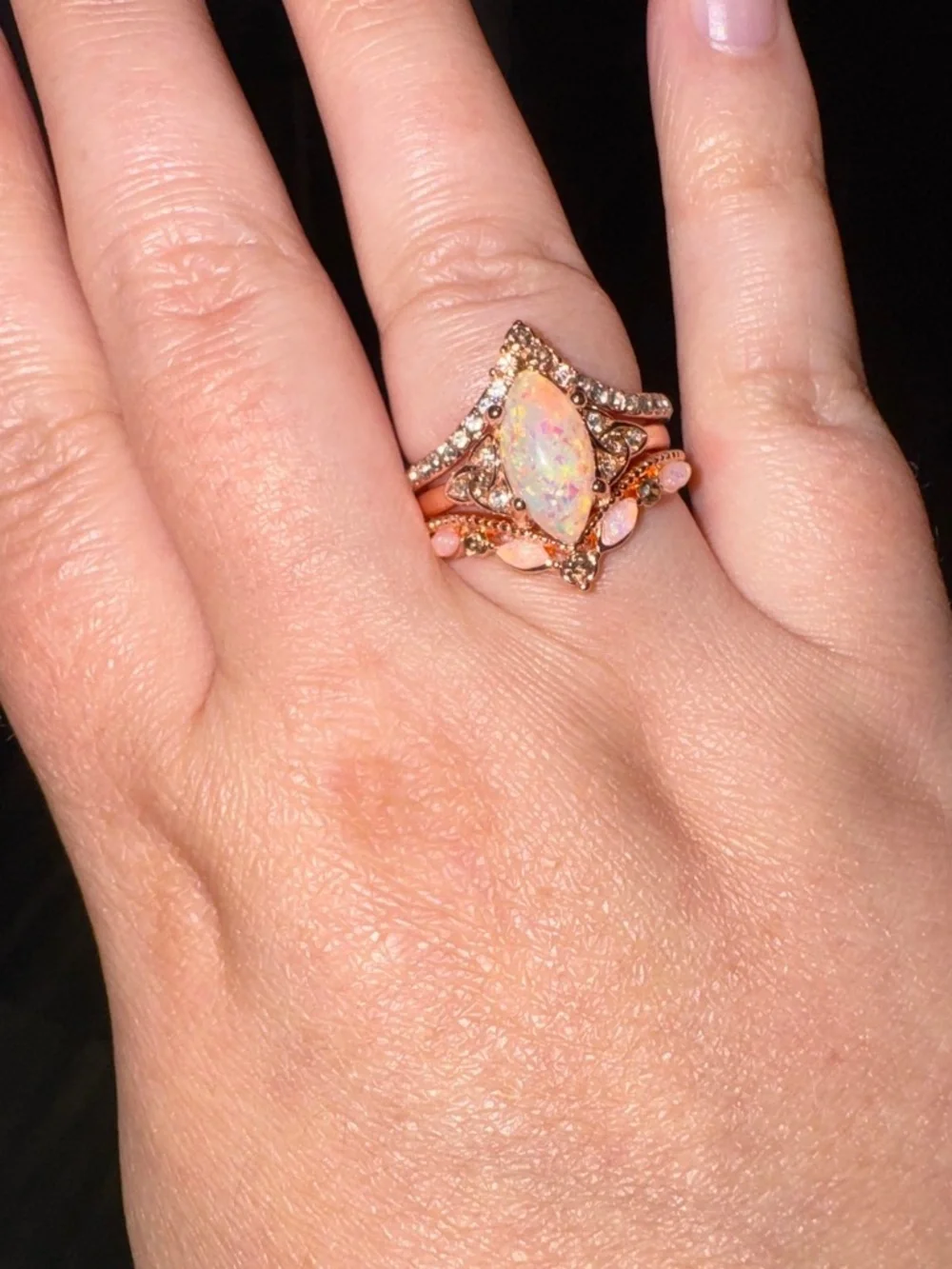 Rose gold opal rings